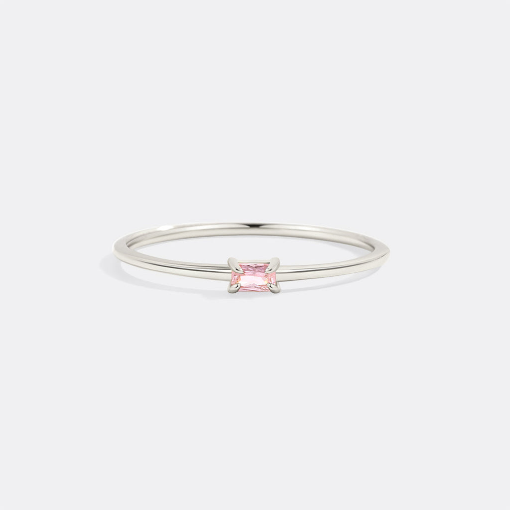 Dainty Baguette Birthstone Stacking Ring