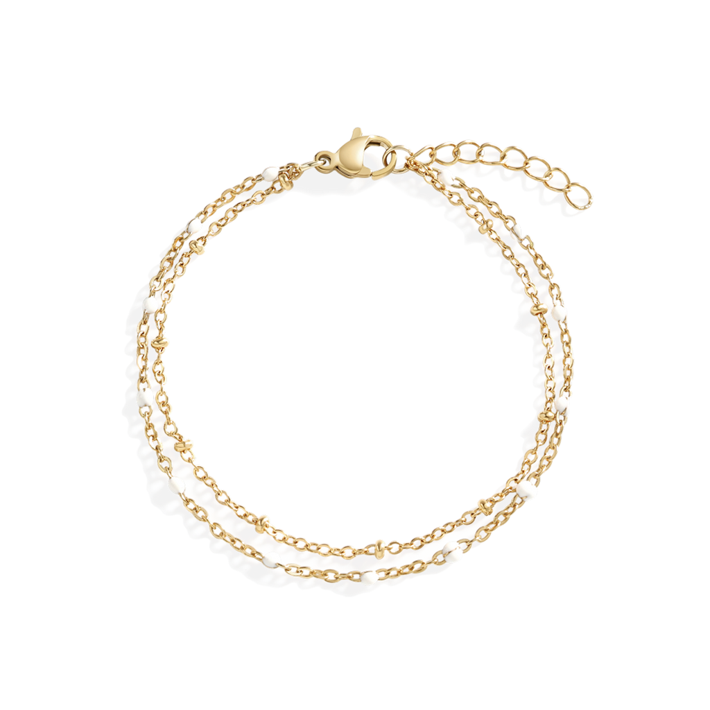 Dainty Double Chain Beaded Bracelet