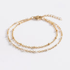 Dainty Double Chain Beaded Bracelet