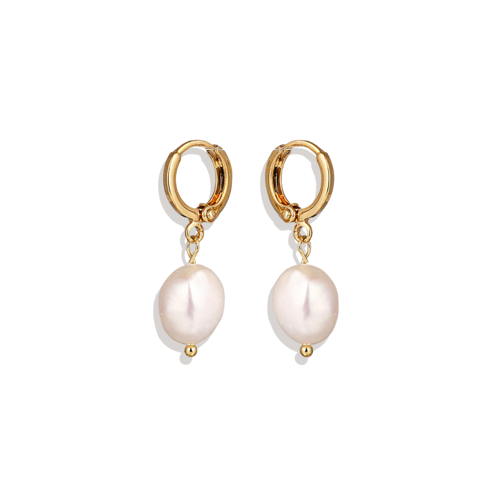 Freshwater Pearl Drop Huggie Earrings