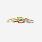 Gemstone Sleeper Huggie Hoop Earrings