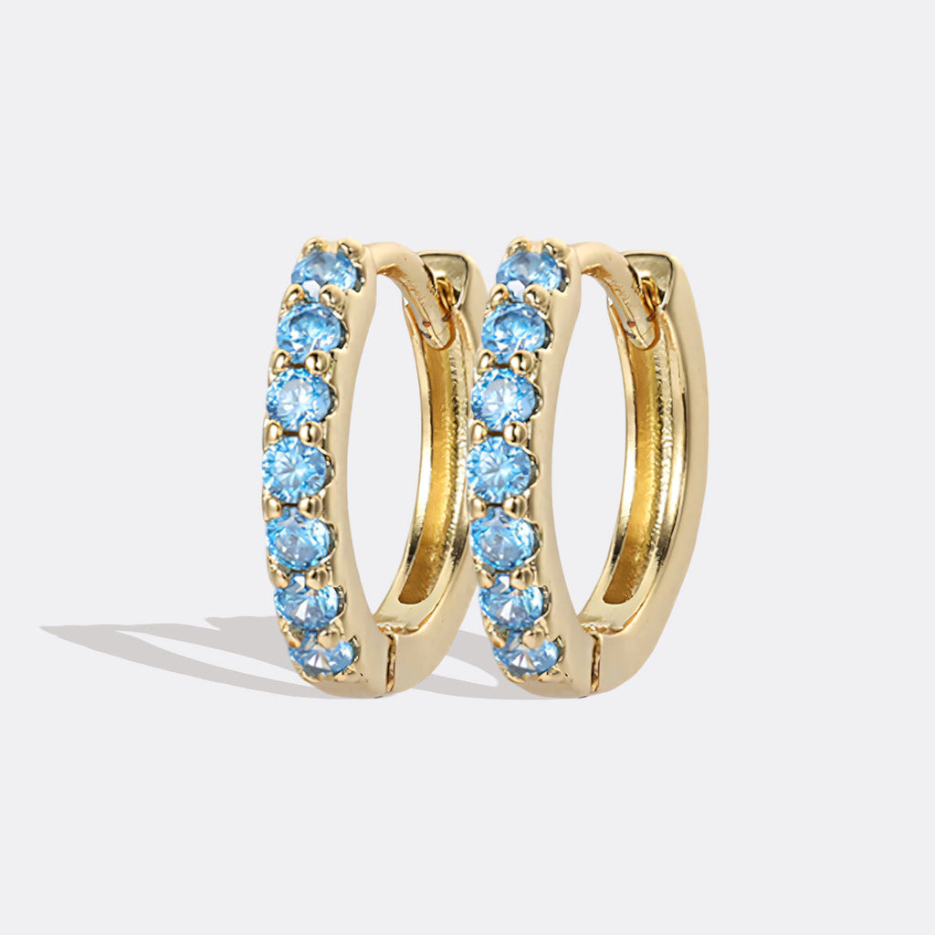 Gemstone Sleeper Huggie Hoop Earrings