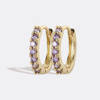 Gemstone Sleeper Huggie Hoop Earrings