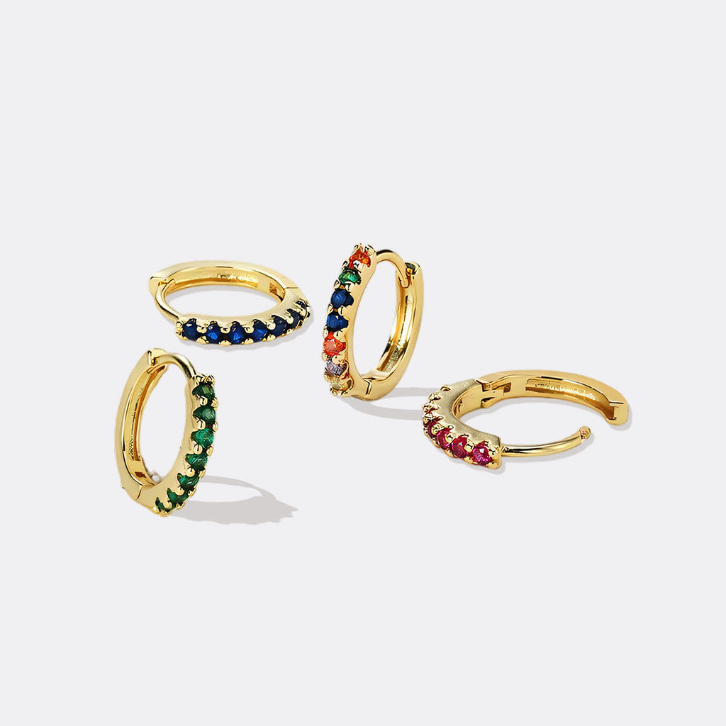 Gemstone Sleeper Huggie Hoop Earrings