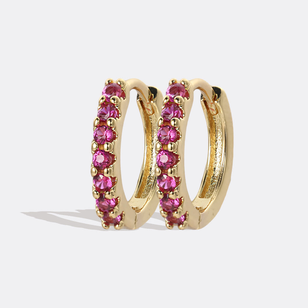 Gemstone Sleeper Huggie Hoop Earrings