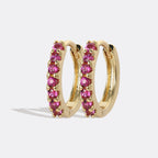 Gemstone Sleeper Huggie Hoop Earrings