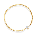 Gold Beaded Cross Stretch Bracelet