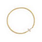 Gold Beaded Cross Stretch Bracelet