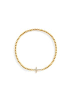 Gold Beaded Cross Stretch Bracelet
