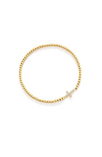 Gold Beaded Cross Stretch Bracelet