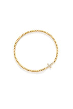 Gold Beaded Cross Stretch Bracelet