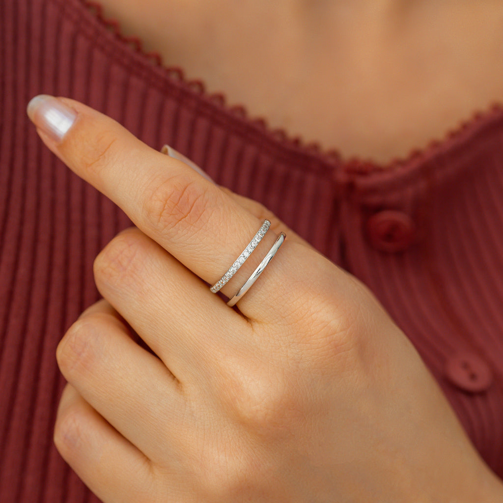 Double Band Pave Ring