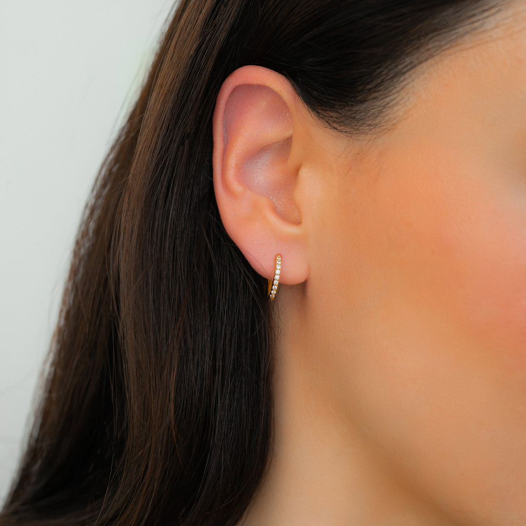 Pave Huggie Hoop Earrings