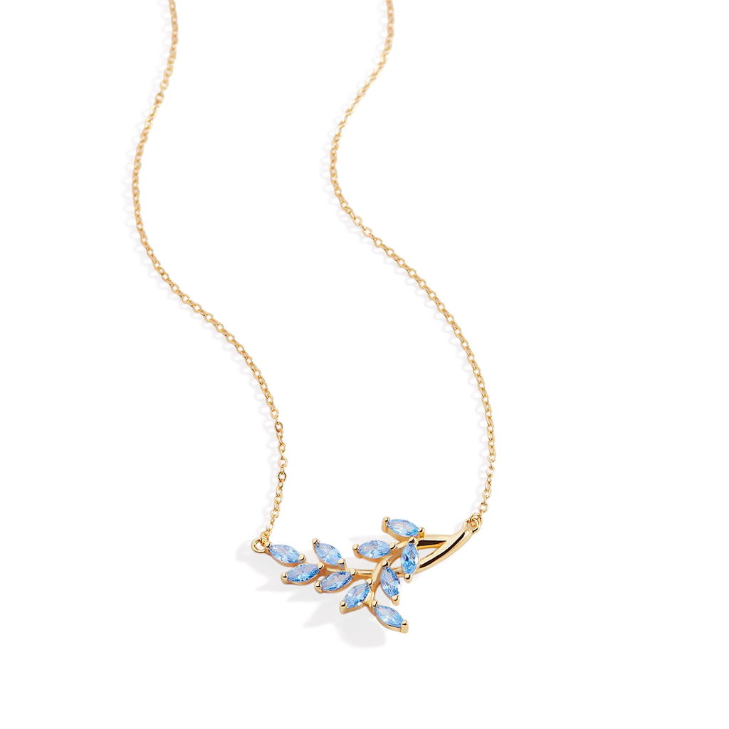 Birthstone Leaf Pendant Necklace