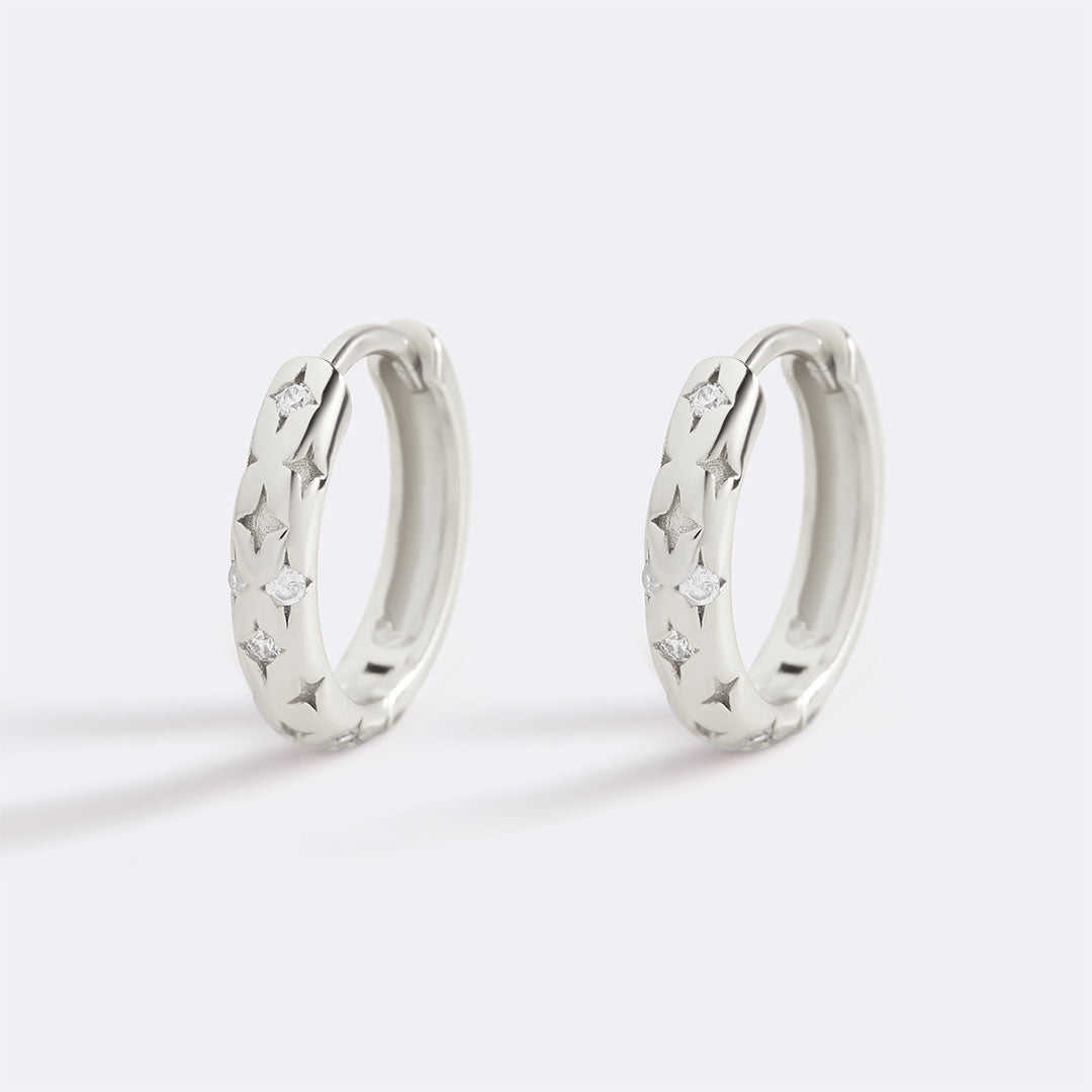 Falling Stars Huggie Hoop Earrings