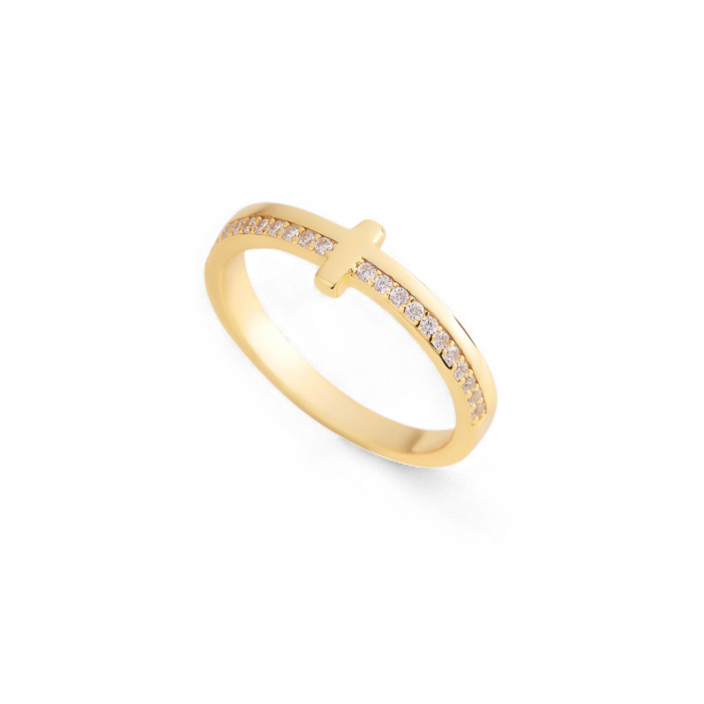 Let God Be In Control Golden Cross Ring