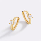 Dainty Single Stone Huggie Hoops