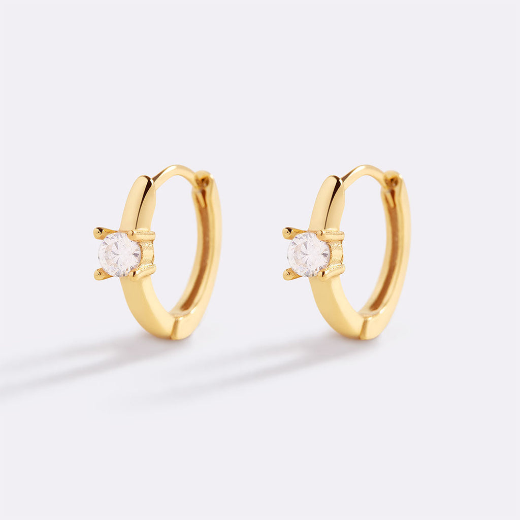 Dainty Single Stone Huggie Hoops
