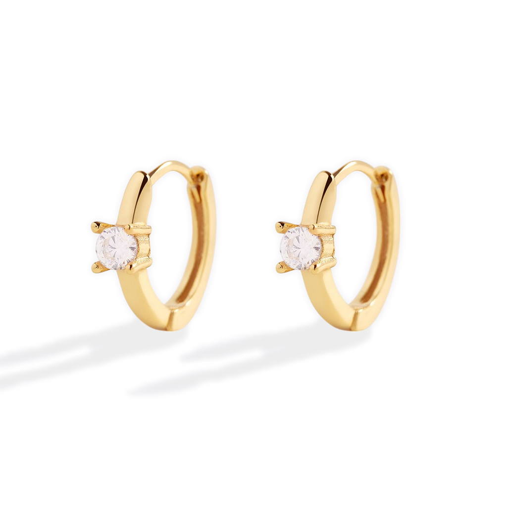 Dainty Single Stone Huggie Hoops