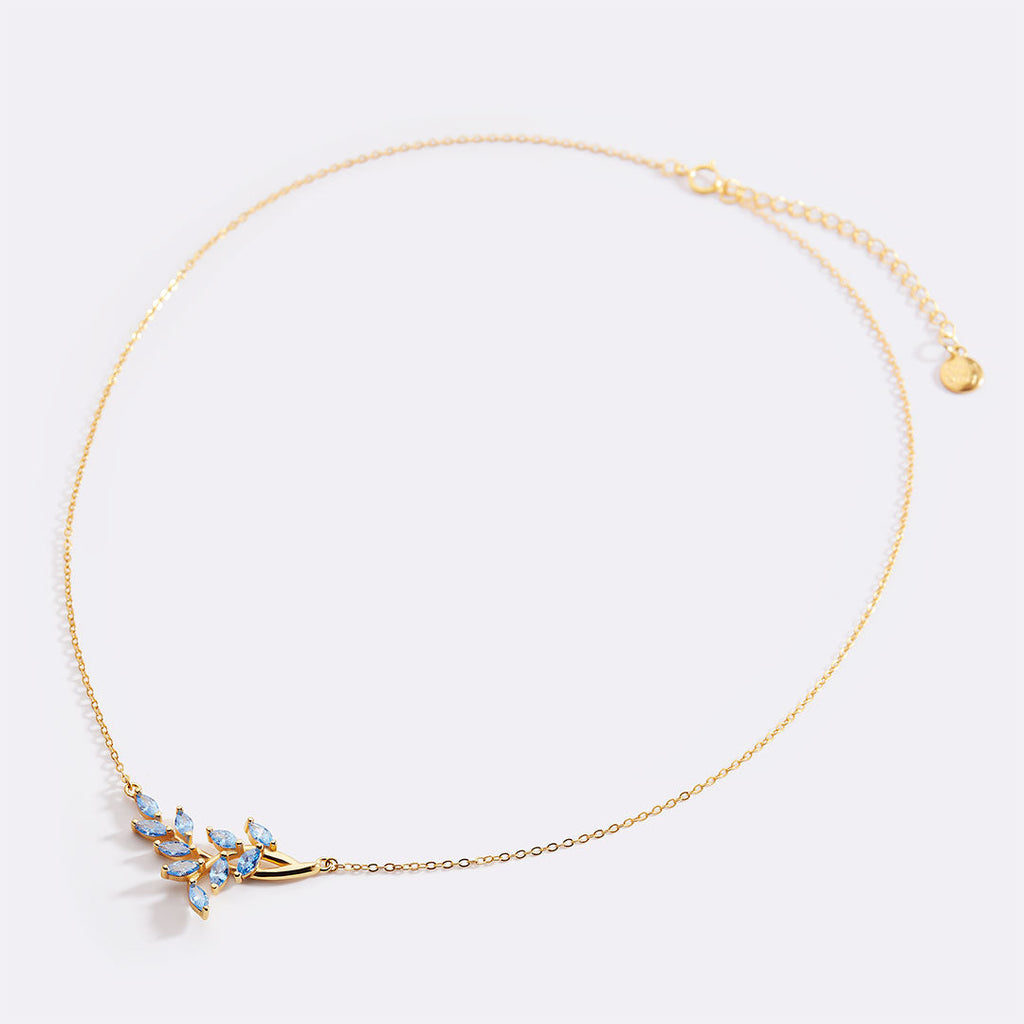 Birthstone Leaf Pendant Necklace