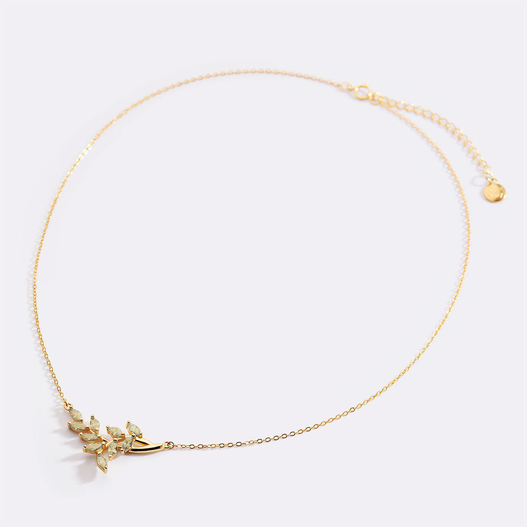 Birthstone Leaf Pendant Necklace