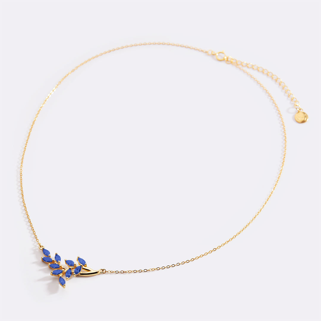 Birthstone Leaf Pendant Necklace