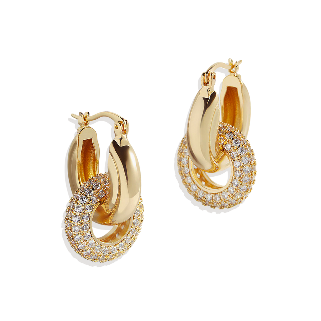 Pave Interlock Hoop Earrings