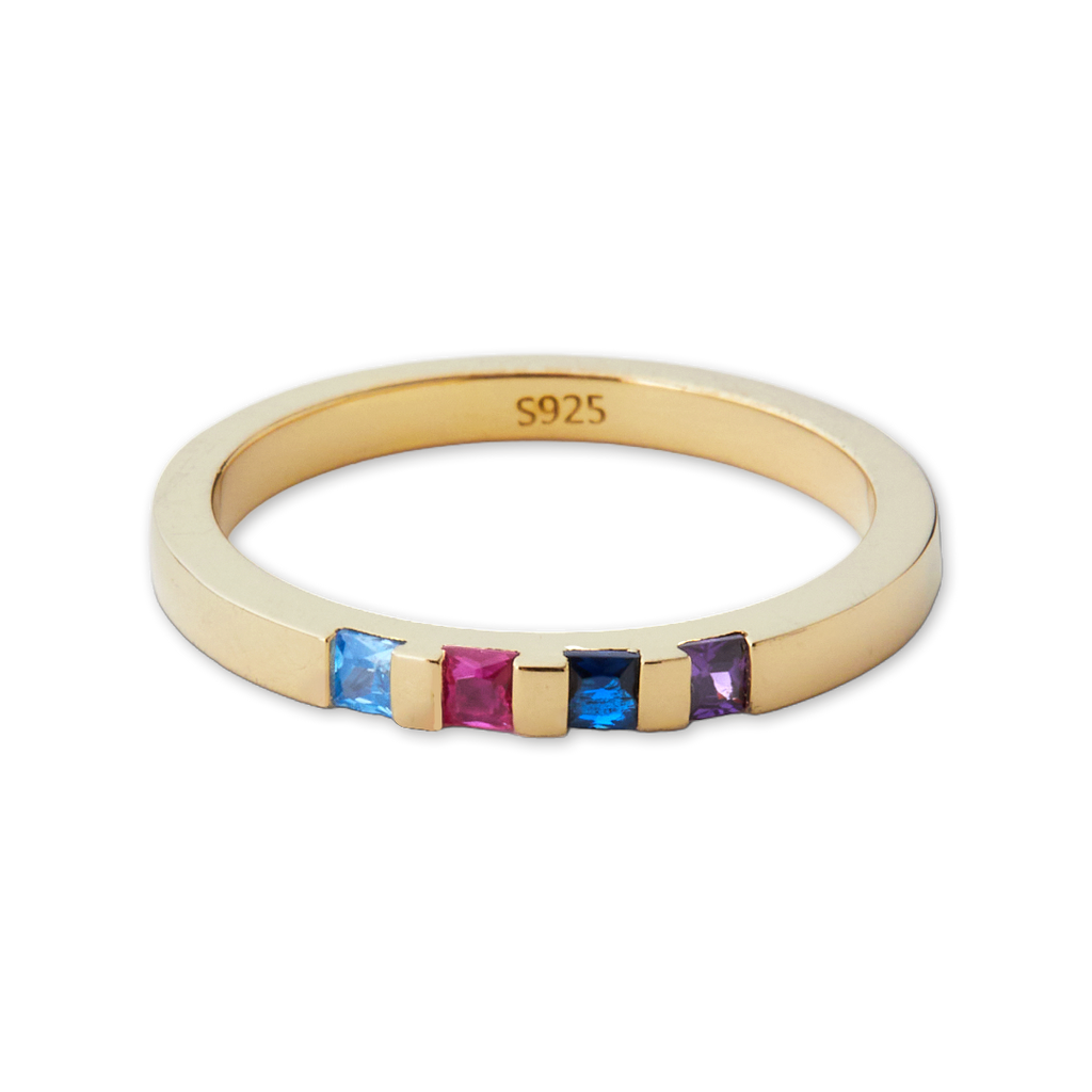 Princess-Cut Birthstone Band Ring