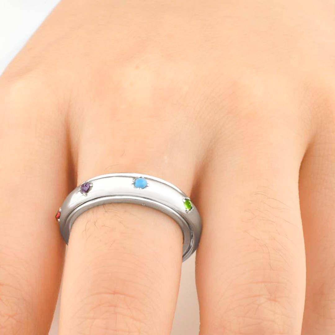 Gemstone Station Fidget Ring