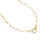 Pave Mint Paperclip Necklace