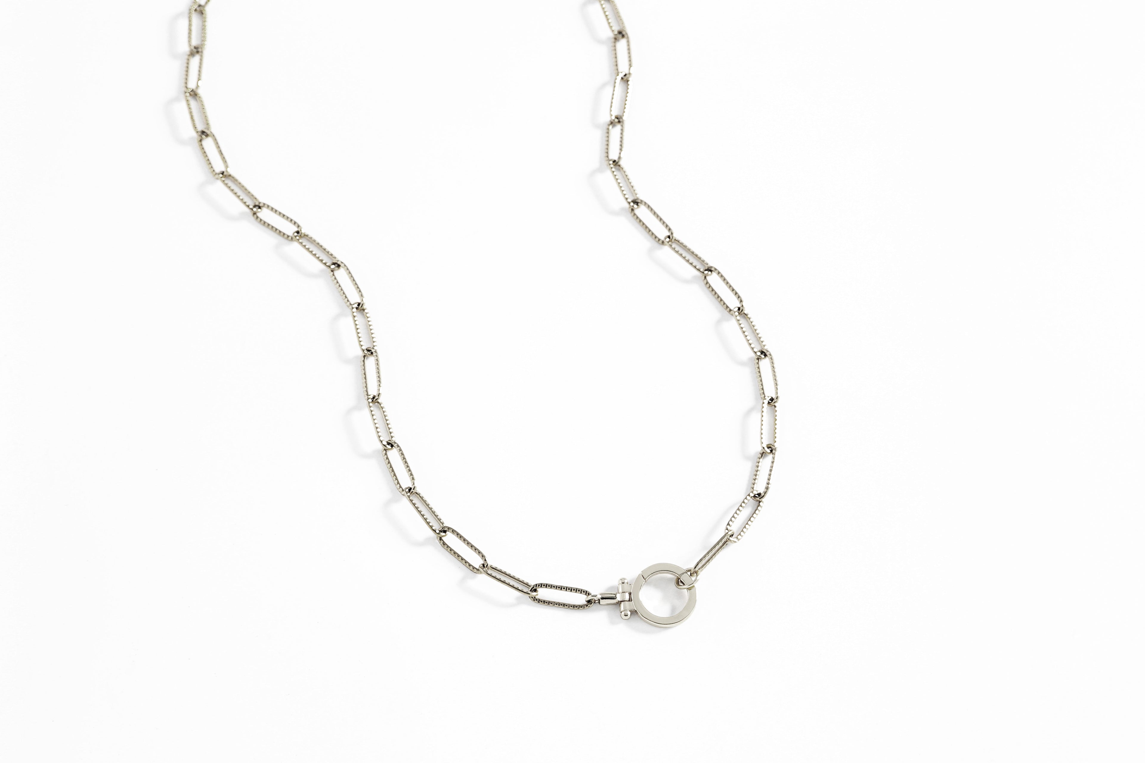 Mint Paperclip Textured Necklace