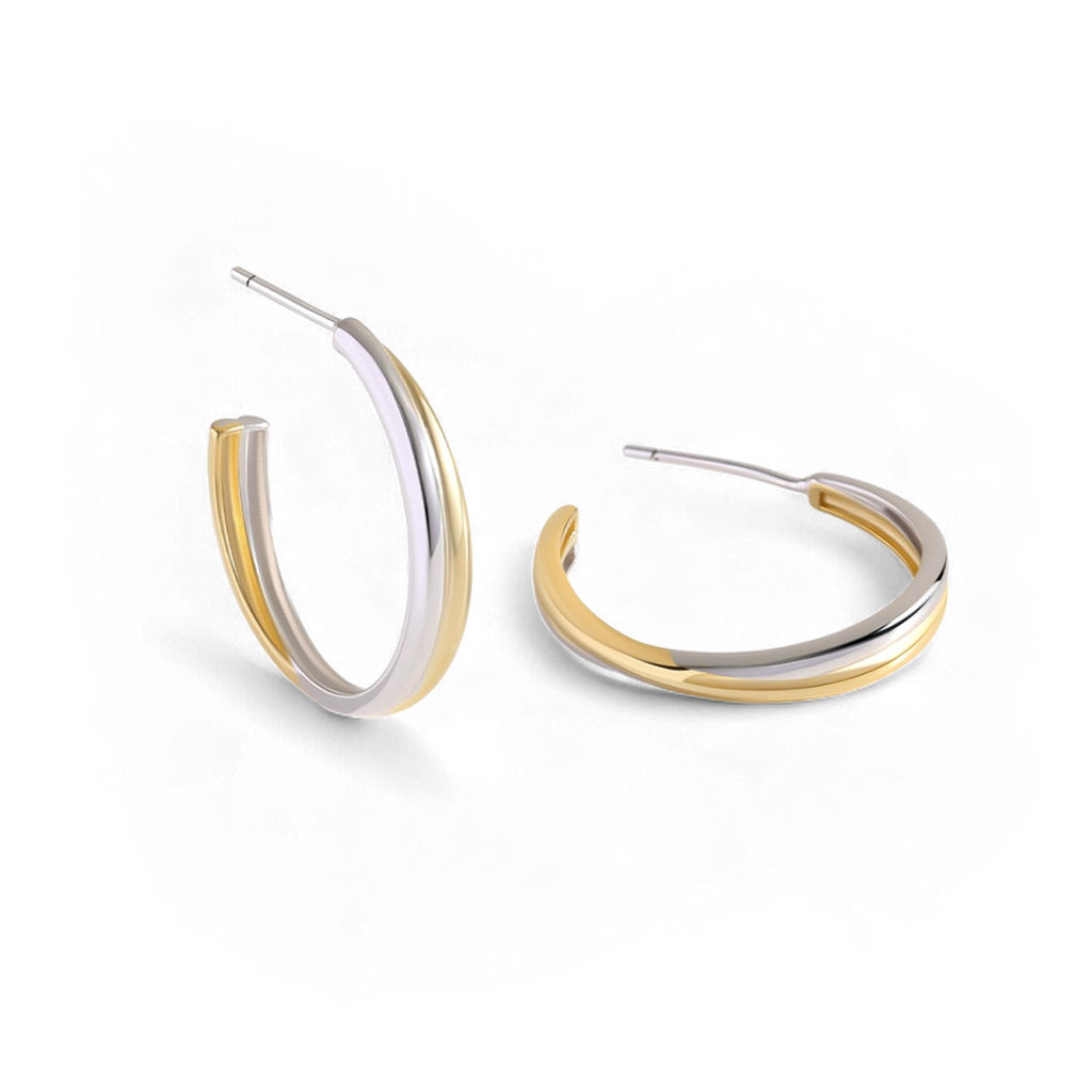 Mixed Metal Crossover Earrings