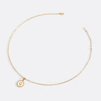 Mother of Pearl Disc Letter Necklace with Cable Chain