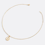 Mother of Pearl Disc Letter Necklace with Cable Chain