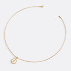 Mother of Pearl Disc Letter Necklace with Cable Chain