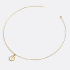 Mother of Pearl Disc Letter Necklace with Cable Chain