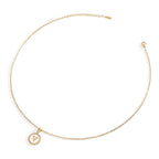 Mother of Pearl Disc Letter Necklace with Cable Chain