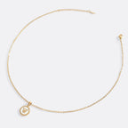 Mother of Pearl Disc Letter Necklace with Cable Chain