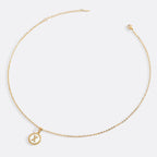Mother of Pearl Disc Letter Necklace with Cable Chain