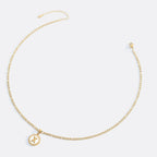 Mother of Pearl Disc Letter Necklace with Figaro Chain