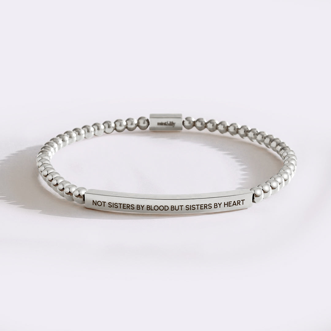 Not Sisters By Blood But Sisters By Heart Beaded Inspire Bracelet