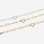 Open Heart Paperclip Chain Bracelet