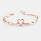 Open Heart Paperclip Chain Bracelet