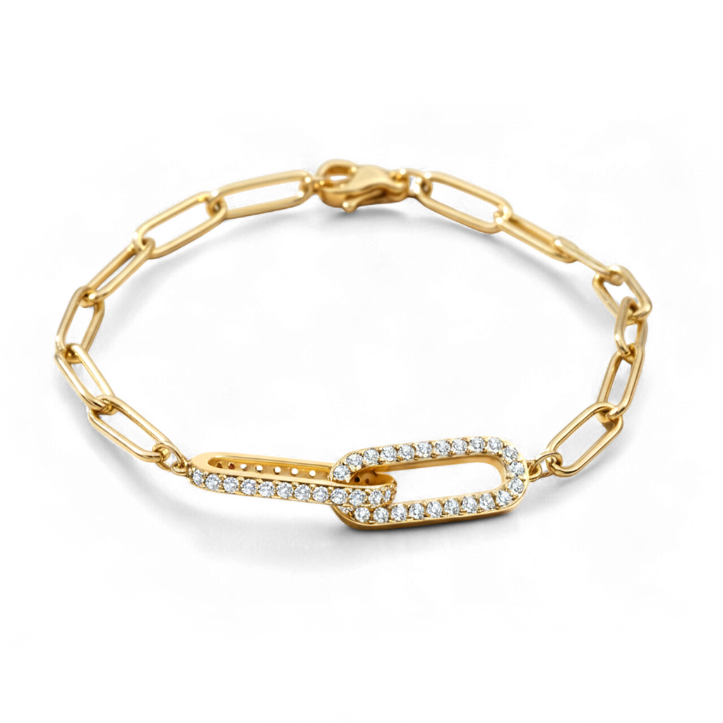 Pave Paperclip Chain Bracelet