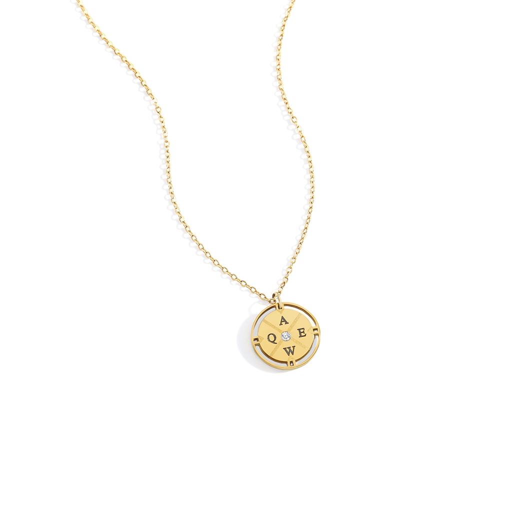Personalized Mini Compass Pendant Necklace