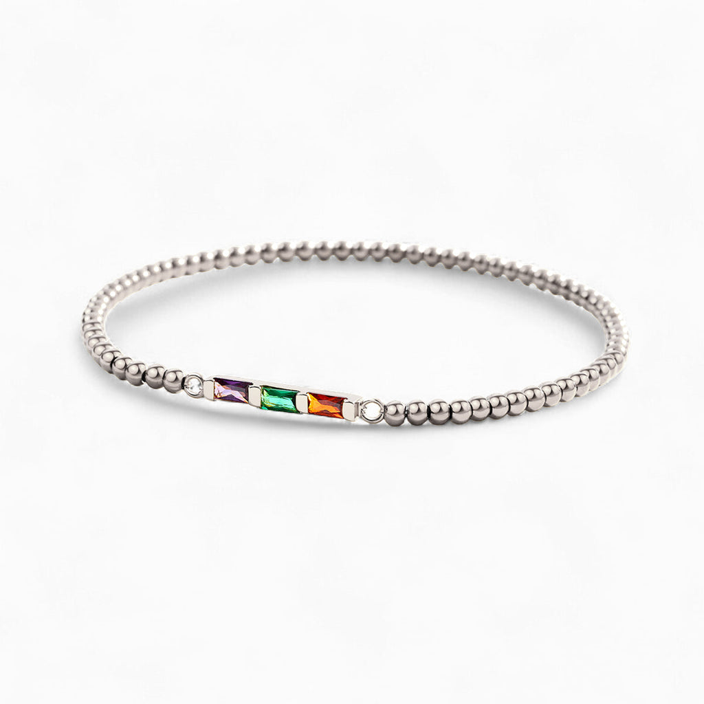 Personalized Baguette Birthstone Beaded Bracelet