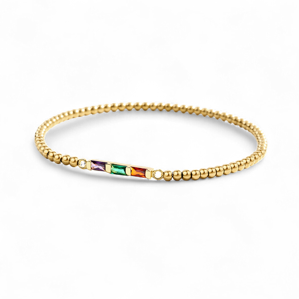 Personalized Baguette Birthstone Beaded Bracelet