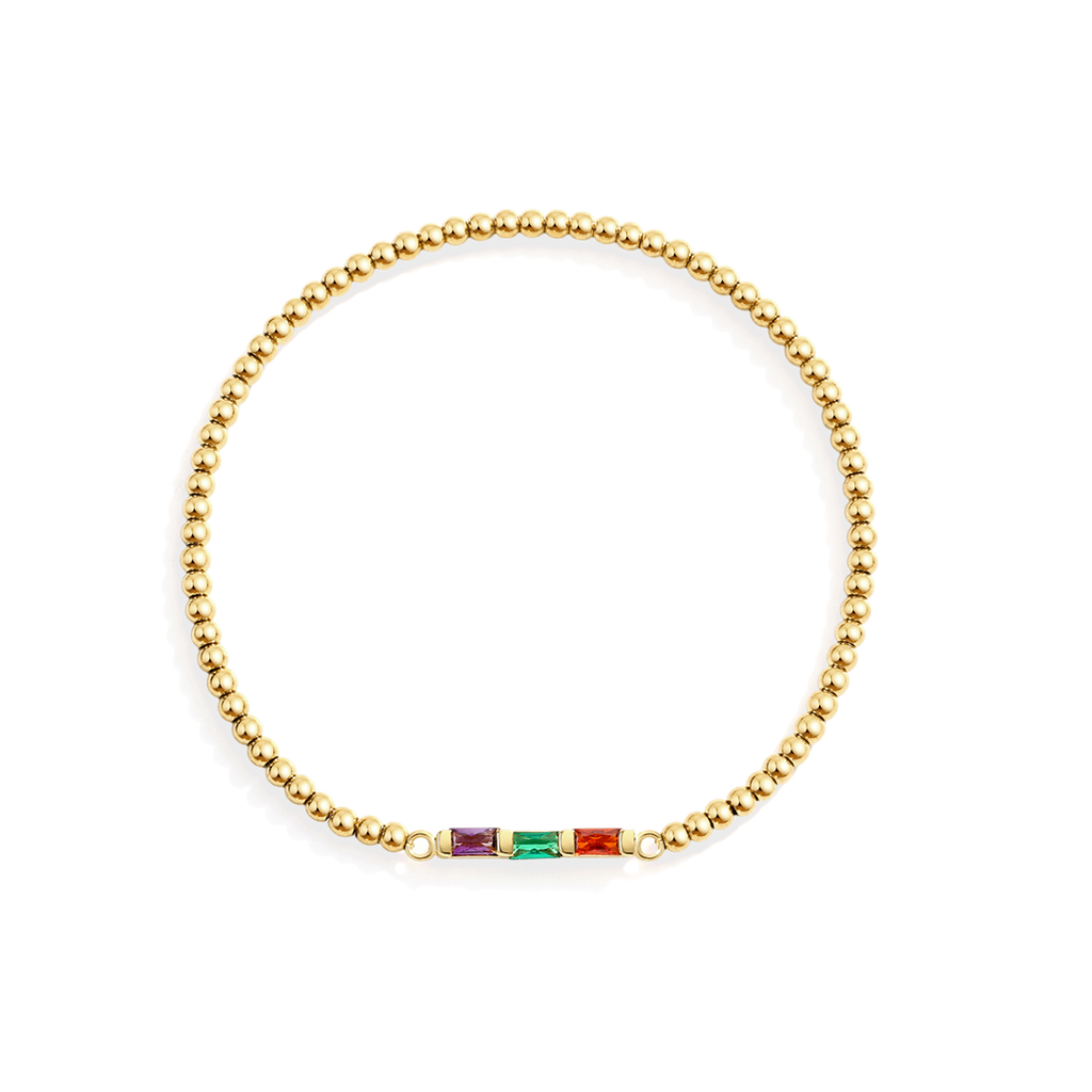 Personalized Baguette Birthstone Beaded Bracelet