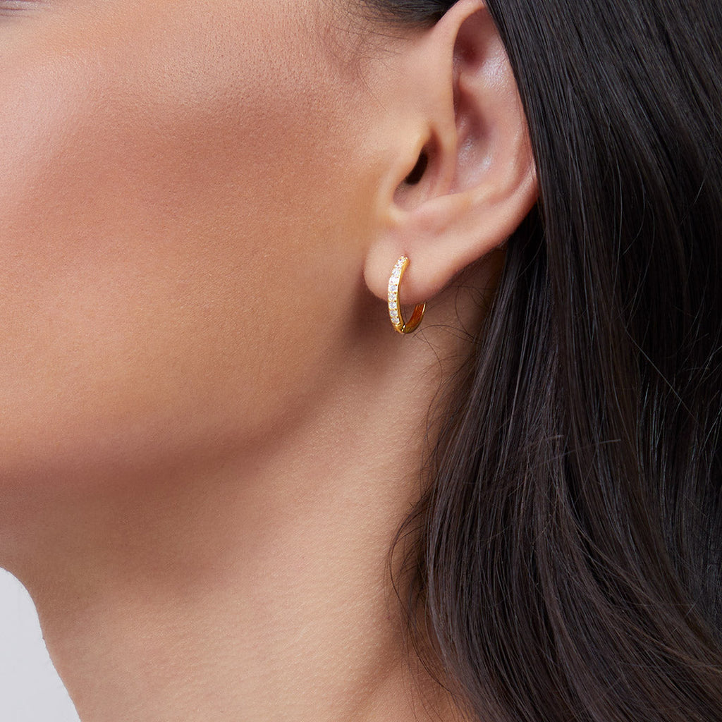 Pave Huggie Hoop Earrings
