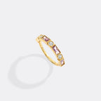 Personalized Round and Baguette Birthstone Ring